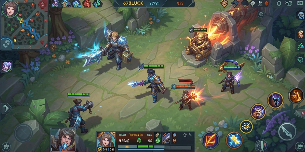 Tampilan gameplay seru di arena MOBA 678LUCK.