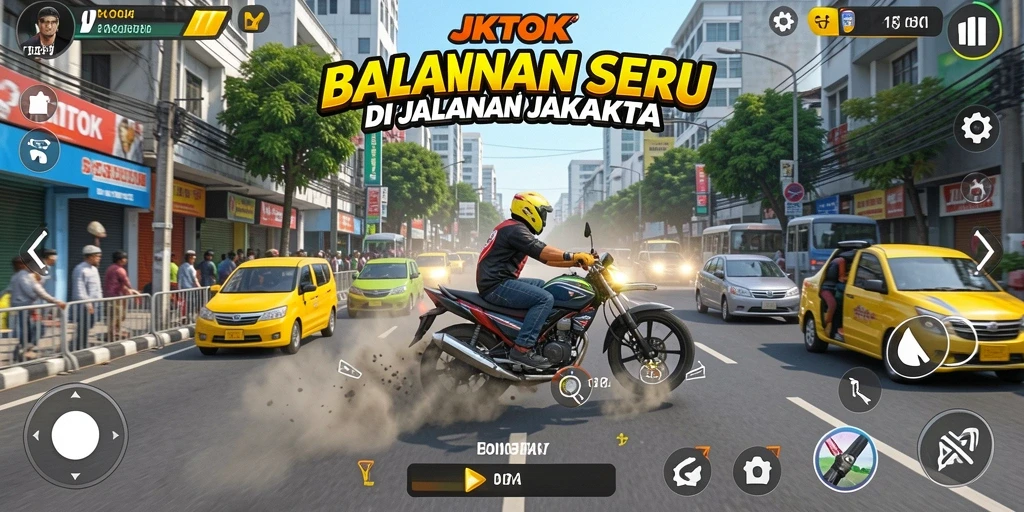 Tampilan gameplay balapan seru di urban Jakarta.