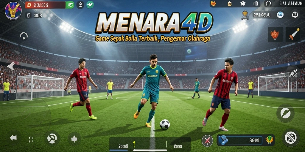 Tampilan gameplay MENARA4D yang menarik dalam aksi sepak bola.