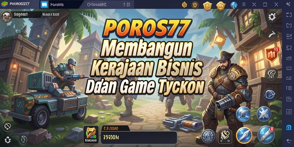 Screenshot gameplay POROS77 menampilkan suasana bisnis yang dinamis.
