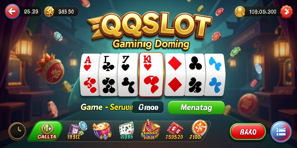Tampilan gameplay seru QQSLOT dalam permainan Domino.