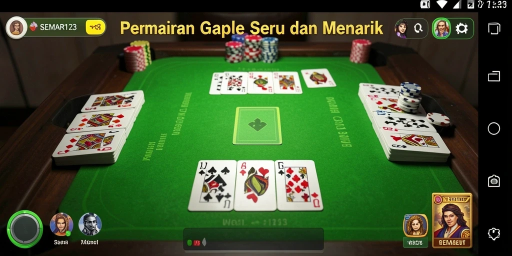 Screenshot utama SEMAR123 menunjukkan serunya gameplay Gaple.