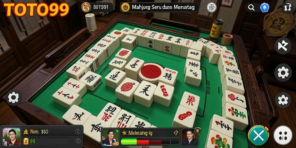 Screenshot gameplay TOTO99 yang menampilkan antarmuka Mahjong yang menarik.